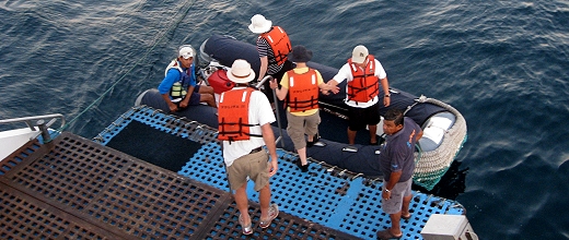 Getting in the Zodiac for one last ride in the Galapagos!