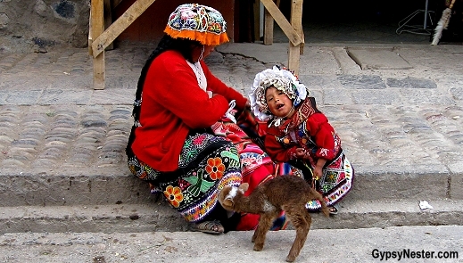 open air market in the town of Pisac, Peru