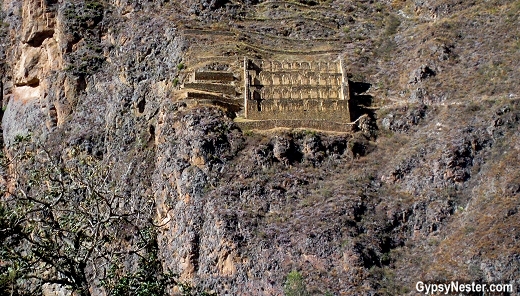 Grain storage buildings at Ollantaytambo, Peru