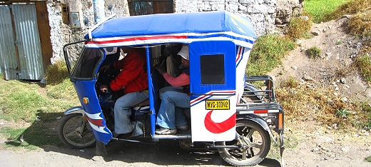 Visitors can catch a cab, colorful, tricked out, modified motorcycles.