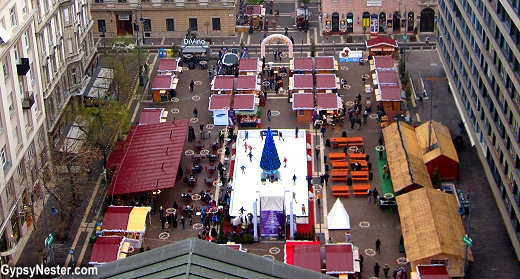 The Christmas Market in front of St. Stephen's Basilica from above