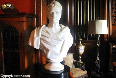 A strange bust of John Deere at the Deere-Wiman house in Moline Illinois