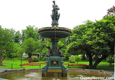 A fountain in The Public Gardens in Halifax, Nova Scotia, Canada