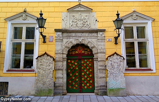 The distinctive door of The Brotherhood of Blackheads in Tallinn, Estonia
